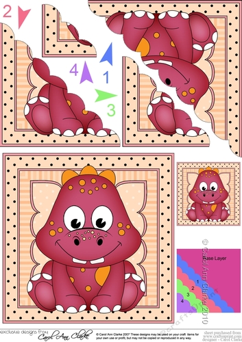 Cute Little Dinosaur Scalloped Corner Stacker