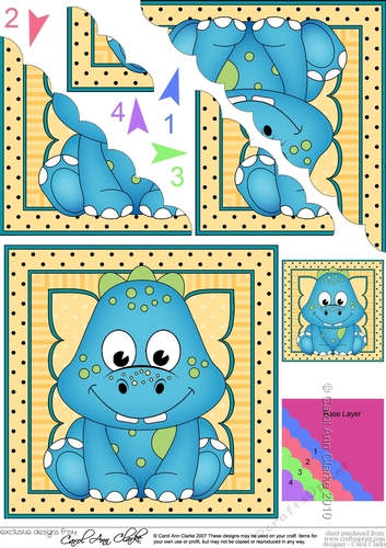 Cute Little Dinosaur Scalloped Corner Stacker