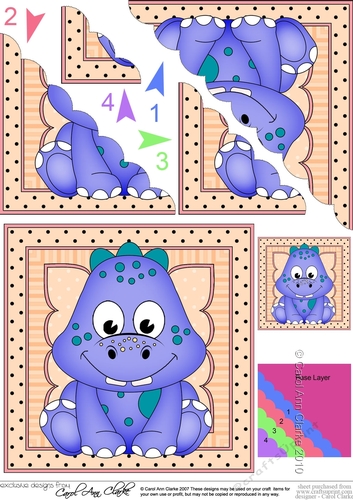Cute Little Dinosaur Scalloped Corner Stacker