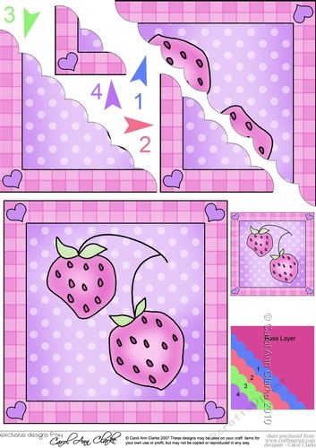 Sweet Treats Strawberries - Scallop Corner side stacker Topper