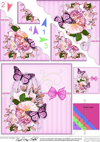 Pretty Flowers & Butterfly Birdcage Scalloped Corner Stacker