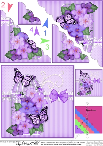 Pretty Flowers & Butterfly Birdcage Scalloped Corner Stacker