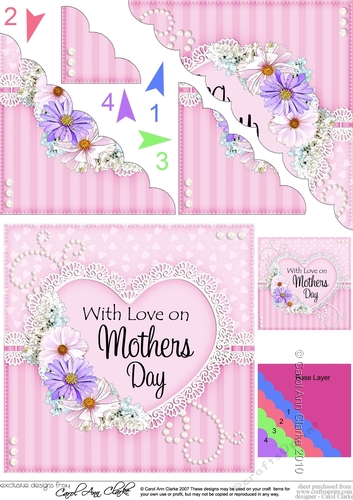 Mothers Day Flowers, Lace & Pearls Scalloped Corner Stacker