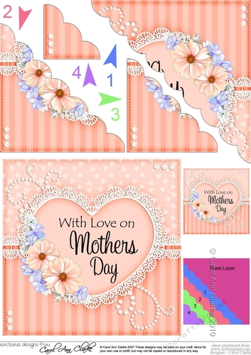 Mothers Day Flowers, Lace & Pearls Scalloped Corner Stacker
