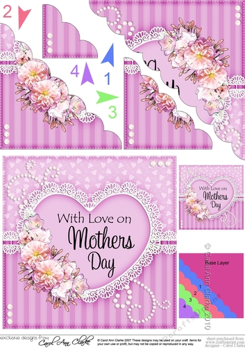 Mothers Day Flowers, Lace & Pearls Scalloped Corner Stacker