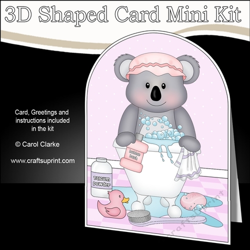 3D Shaped Card Kit - Bathtub Buddies - Cute Little Koala