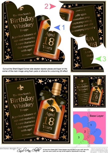 18th Birthday Whisky Shell Edged Corner side stacker