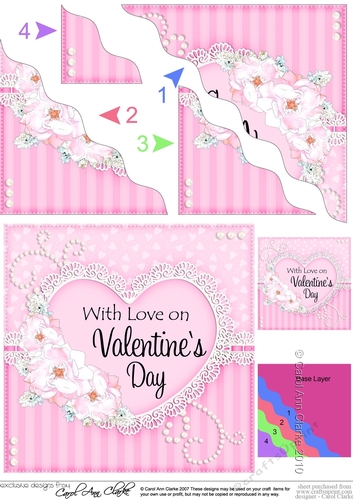 A Touch of Elegance Valentines Day Flowers, Lace & Pearls - Wavey Corner Stacker
