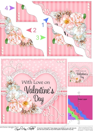 A Touch of Elegance Valentines Day Flowers, Lace & Pearls - Wavey Corner Stacker