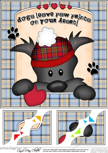 8 x 8 Scalloped Corner Topper - Dogs Leave Paw Prints - Scottie Dog