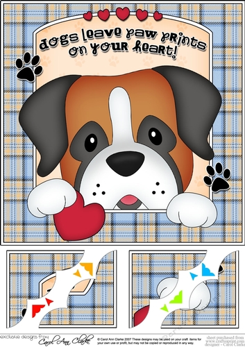 8 x 8 Scalloped Corner Topper - Dogs Leave Paw Prints - Boxer Dog