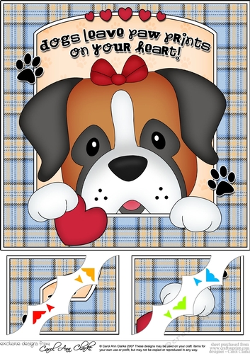 8 x 8 Scalloped Corner Topper - Dogs Leave Paw Prints - Boxer Dog