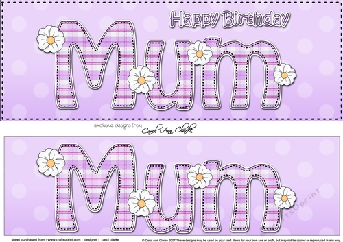 Large DL Happy Birthday MUM 3D decoupage with Tartan