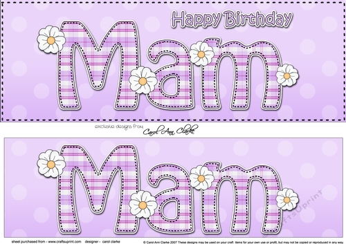 Large DL Happy Birthday MAM 3D decoupage with Tartan