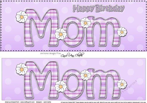 Large DL Happy Birthday MOM 3D decoupage with Tartan