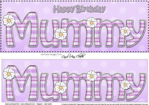 Large DL Happy Birthday MUMMY 3D decoupage with Tartan