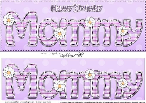 Large DL Happy Birthday MOMMY 3D decoupage with Tartan