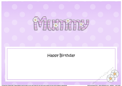 Large DL Happy Birthday MUMMY insert with Tartan