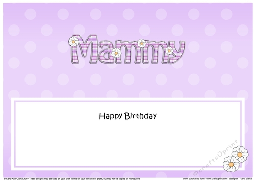 Large DL Happy Birthday MAMMY insert with Tartan