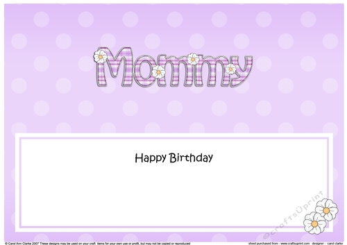 Large DL Happy Birthday MOMMY insert with Tartan