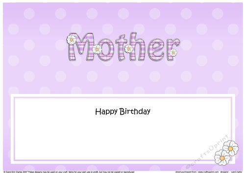 Large DL Happy Birthday MOTHER insert with Tartan