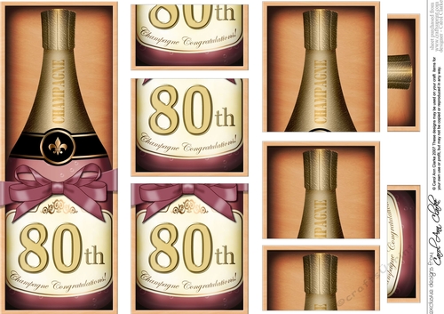 DL 80th Birthday Champagne in a Box with top & bottom stacker