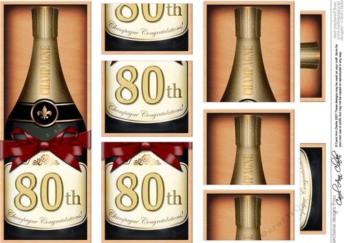 DL 80th Birthday Champagne in a Box with top & bottom stacker
