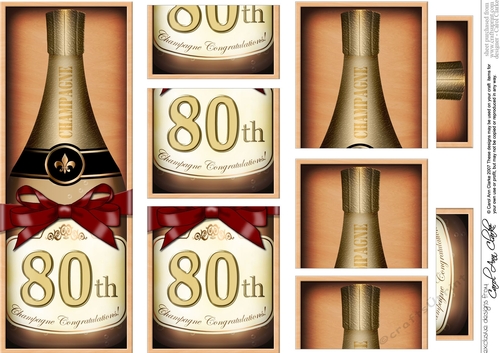 DL 80th Birthday Champagne in a Box with top & bottom stacker