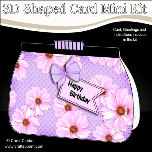 3D Shaped Card  Kit - Pretty Floral Clutch Bag