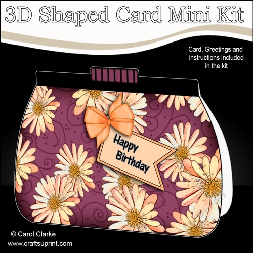 3D Shaped Card  Kit - Pretty Floral Clutch Bag
