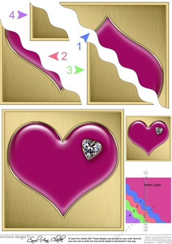 Romantic Enamel Heart with a Diamond - Wavy Corner side stacker Topper