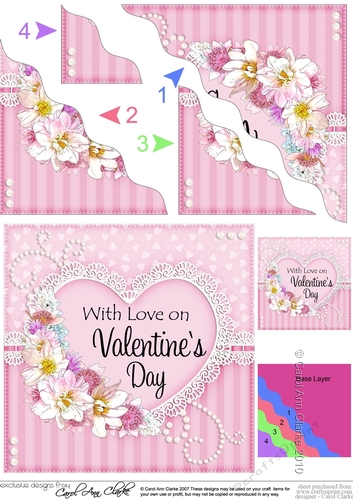 A Touch of Elegance Valentines Day Flowers, Lace & Pearls - Wavey Corner Stacker