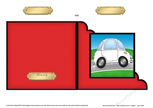 Funky Car  - Cut and Fold Corner Card  