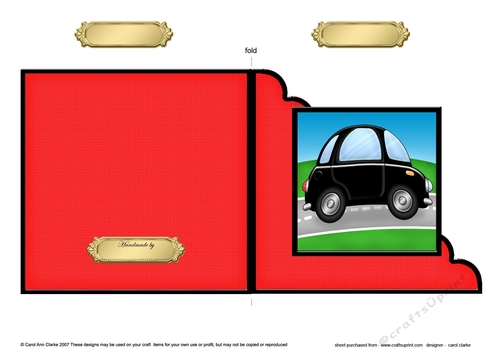 Funky Car  - Cut and Fold Corner Card  