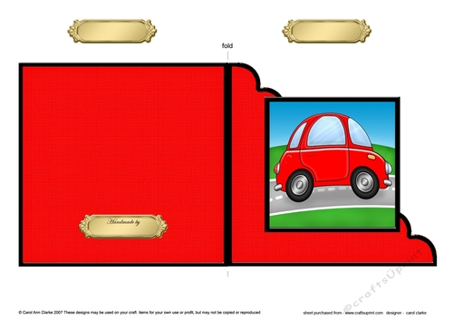Funky Car  - Cut and Fold Corner Card  