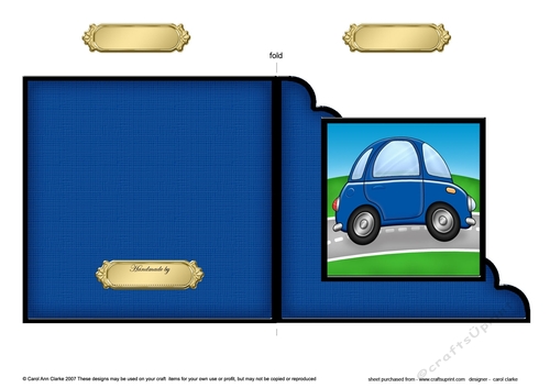 Funky Car  - Cut and Fold Corner Card  