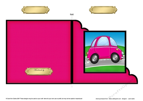 Funky Car  - Cut and Fold Corner Card  