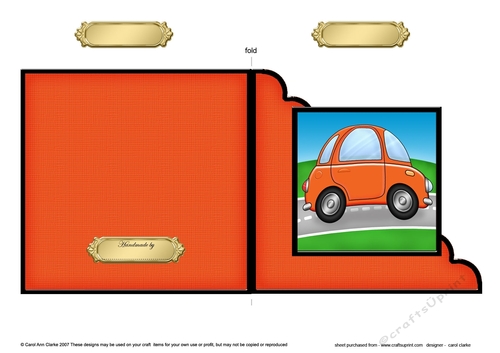 Funky Car  - Cut and Fold Corner Card  