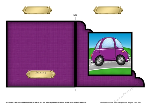 Funky Car  - Cut and Fold Corner Card  