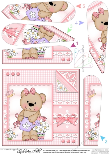 Cute Little Livvy Bear & Lace Fan Pyramage Topper