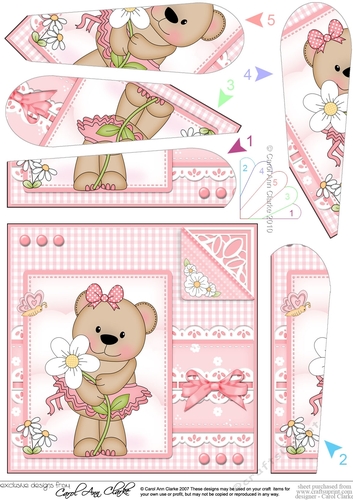 Cute Little Livvy Bear & Lace Fan Pyramage Topper