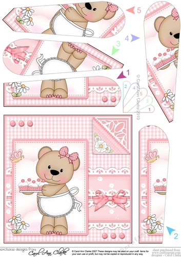 Cute Little Livvy Bear & Lace Fan Pyramage Topper
