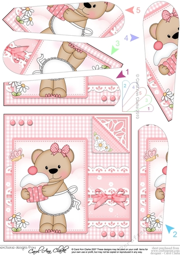 Cute Little Livvy Bear & Lace Fan Pyramage Topper