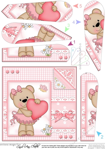 Cute Little Livvy Bear & Lace Fan Pyramage Topper