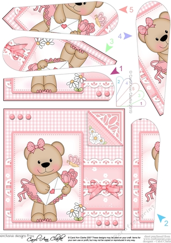 Cute Little Livvy Bear & Lace Fan Pyramage Topper