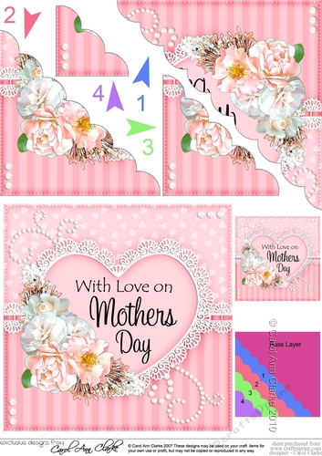 Mothers Day Flowers, Lace & Pearls Scalloped Corner Stacker
