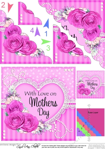 Mothers Day Flowers, Lace & Pearls Scalloped Corner Stacker