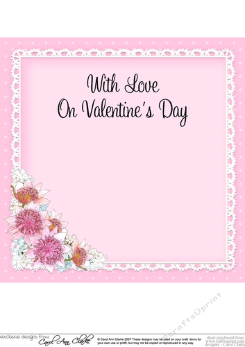 8 x 8 A Touch of Elegance Valentines Day Flowers, Lace & Pearls Scalloped Corner Topper 