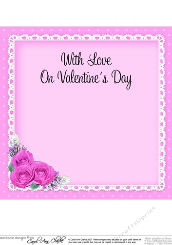 8 x 8 A Touch of Elegance Valentines Day Flowers, Lace & Pearls Scalloped Corner Topper 