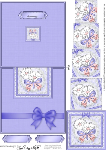Fluttery Butterfly & Flowers -  No-Hole Easy Over the Edge Card & Spiral Pyramid Topper